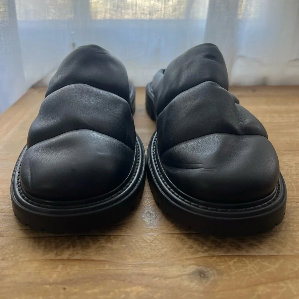 STAUD Astro Quilted Puffer Mules In Black Size 40 New - Picture 2 of 11